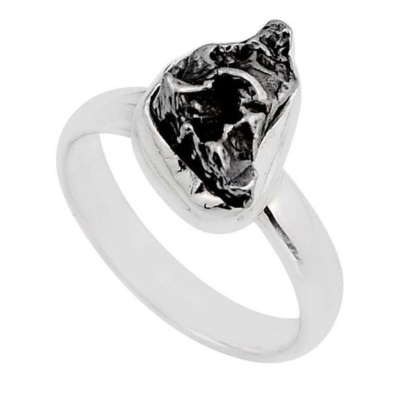 GIBEON Meteorite Ring - Size 6.5 - Space Astronomy Natural Fancy 6.48ct