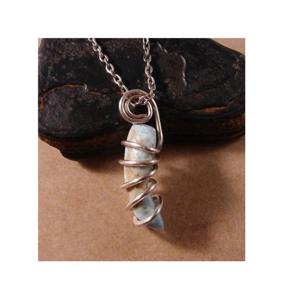 Real Crystals Handmade Crystal Jewelry Larimar Pendant /  Lemurian Lucid Dream / Atlantis Stone / Blue / Empathy Natural Untreated / #52-53
