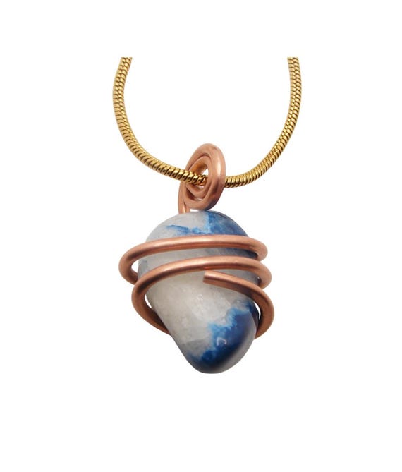 Real Crystals Lazulite Lapis Lazuli Pendant / Lucid Dream Copper Crystal Necklace / Spiritual Awakening Atlantis / Good Luck #203