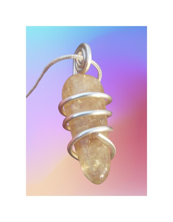 Kundalini African Congo Citrine Lemurian Pendant, Genuine South Africa Lwena Quartz, Acquire Wealth Cleanse Aura, Energy Crystal #300-303