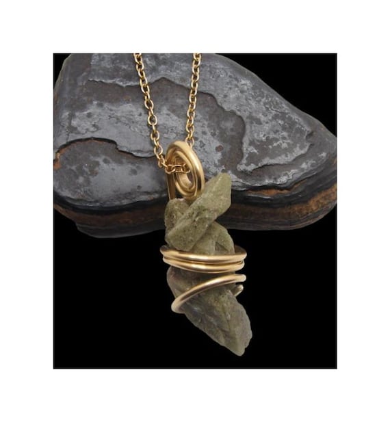 Green Heulandite Crystal Necklace | Zeolite Crystal | Handmade Crystal Jewelry | Heart Chakra Crystals | Bronze 1-4 5-6