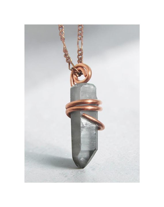 Silver Aura Pendant Copper Lemurian Seed Quartz #30-32