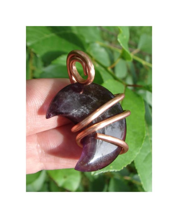 MOON Handmade Crystal Jewelry African Amethyst Pendant Real Crystals Amulet Necklace Purple Crystal February Birthstone #5-6