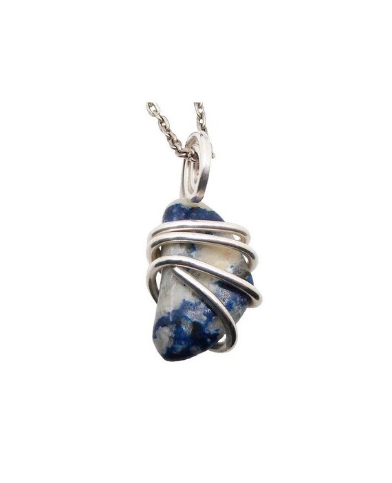 Lazulite Lapis Lazuli Pendant Lucid Dream Sterling Silver Raw Crystal Necklace Spiritual Awakening #83