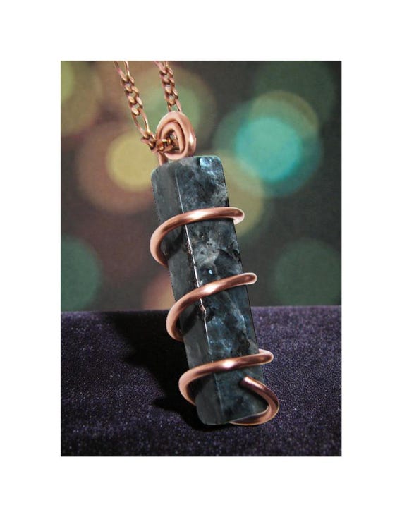 Aurora Blue Opal Azul Moonstone Healing Pendant in Copper Worry Stone Real Raw Crystals Amulet Pagan Talisman Blue Pearl Esoteric #5-6