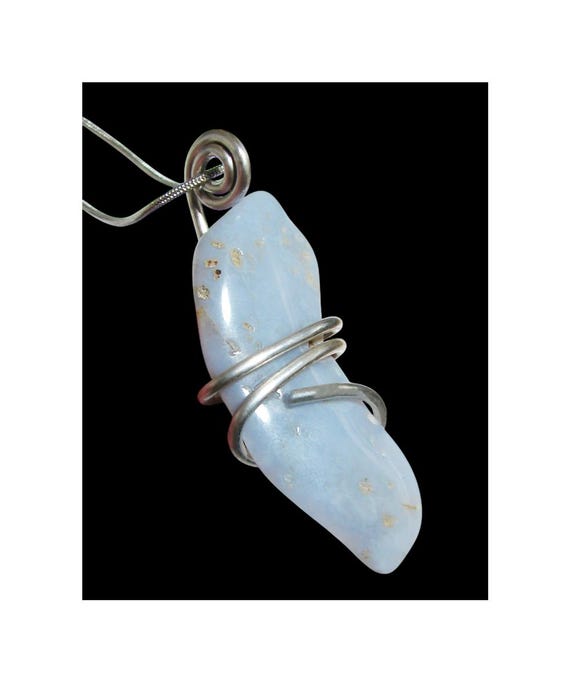 Genuine Ellensburg True Blue Agate Pendant Sterling Silver #1 /Real Crystals / Chalcedony /Rare as Diamonds / Third Eye / Washington State