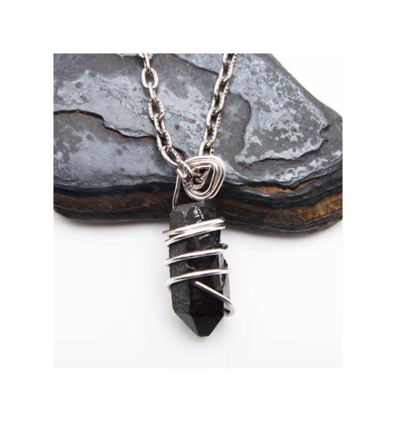 TITANIUM BLACK Lemurian Seed Quartz Crystal Quartz Pendant Sterling Copper #30-32