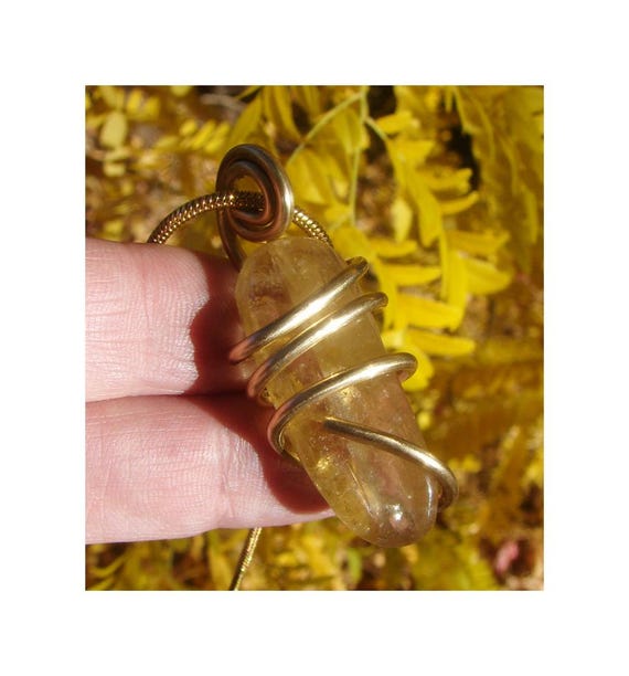 Kundalini African Congo Citrine Lemurian Pendant, Genuine South Africa Lwena Quartz, Acquire Wealth Cleanse Aura, Energy Crystal #210