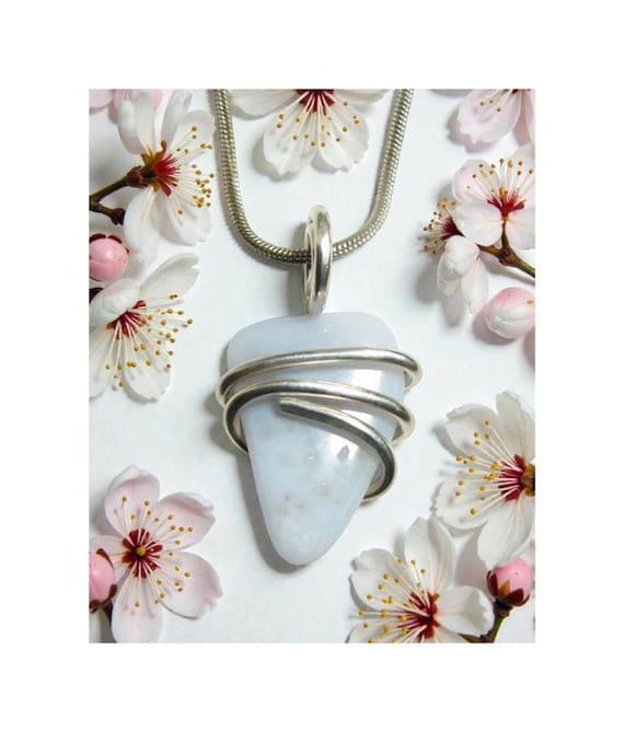 Genuine Ellensburg True Blue Agate Pendant Sterling Silver #150-152 /Real Crystals / Chalcedony /Rare as Diamonds / Third Eye / Washington