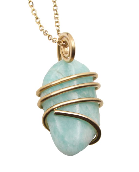 Amazonite Set In Merlin's Gold Forged Wrap Pendant #11-12