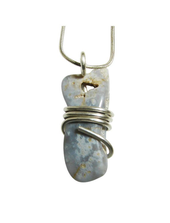 Genuine Ellensburg True Blue Agate Pendant Sterling Silver #101 /Real Crystals / Chalcedony /Rare as Diamonds / Third Eye / Washington State