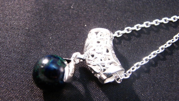 Stone of Heaven Singing Azurite Amulet Pendnt in in STERLING SILVER CHAIN 18"