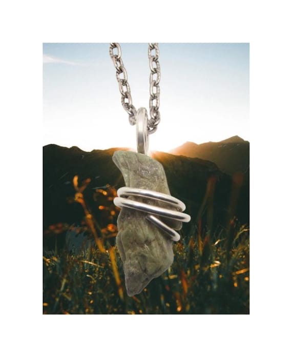 Green Heulandite Crystal Necklace | Zeolite Crystal | Handmade Crystal Jewelry | Heart Chakra Crystals | Sterling Silver 5-6