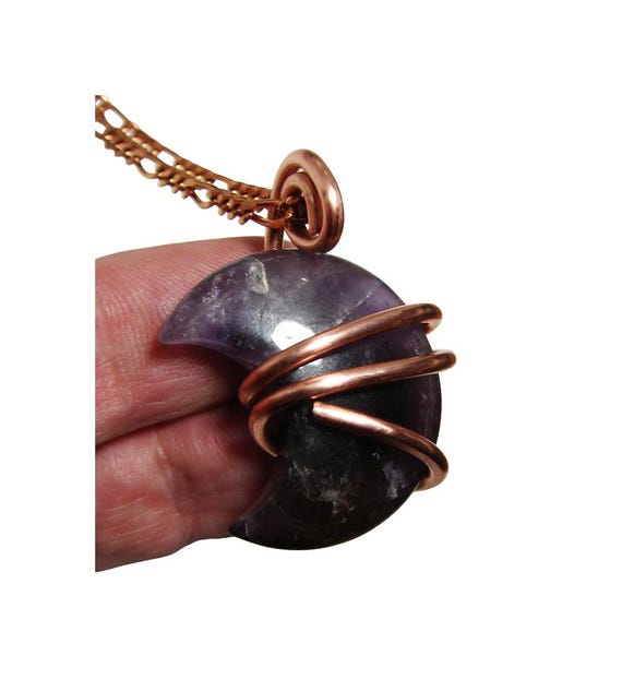MOON Handmade Crystal Jewelry African Amethyst Pendant Real Crystals Amulet Necklace Purple Crystal February Birthstone #1