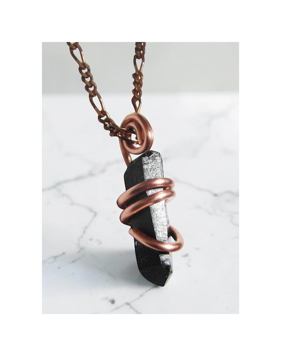 TITANIUM BLACK Lemurian Seed Quartz Crystal Quartz Pendant Copper #40-42