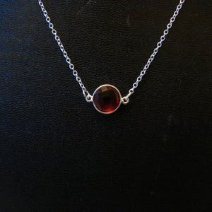 Red Garnet Pendant~.925 Sterling Silver Setting and chain~16.5mm x 10.8mm Round Cut~Genuine Natural Mined