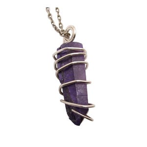 Purple Flame Violet Aura Gemstone Necklace Lemurian Seed Quartz Pendant Sterling Silver Copper #57-66