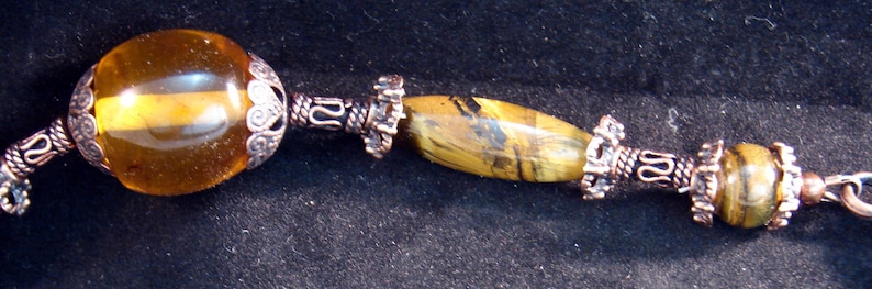Love Charm Amber Bracelet beaded from Genuine Amber and Tiger/'s Eye Spirit Force