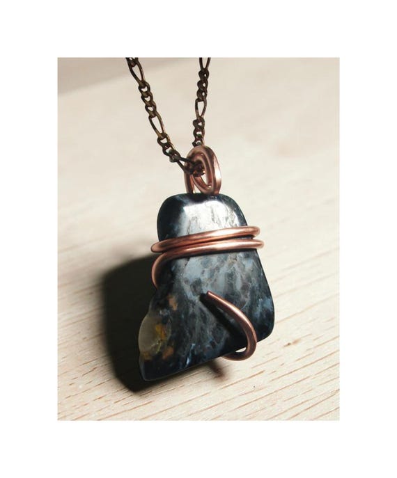 Pietersite Tempest Stone Gemstone Pendant Copper Love Spell Third Eye Chakra Wire Wrap Jewelry Handmade #10-11