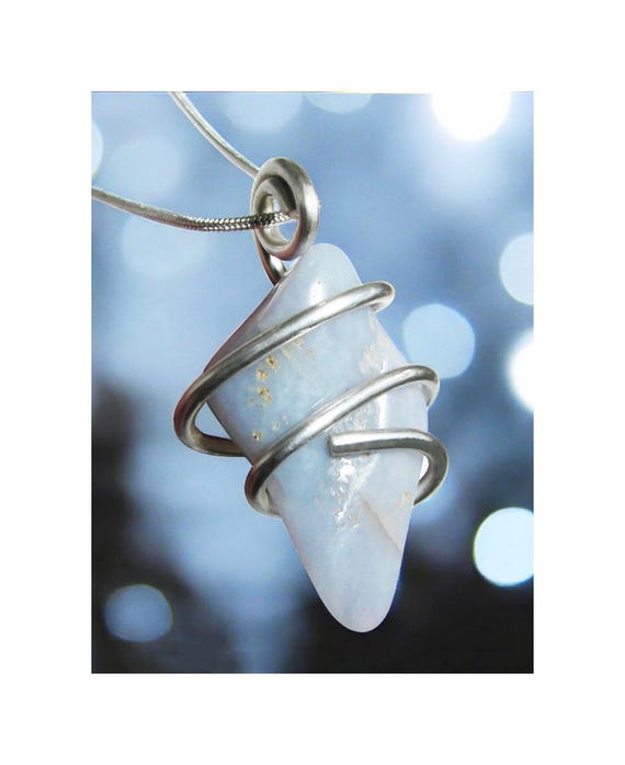 Genuine Ellensburg True Blue Agate Pendant Sterling Silver #5-6 /Real Crystals / Chalcedony /Rare as Diamonds / Third Eye / Washington State