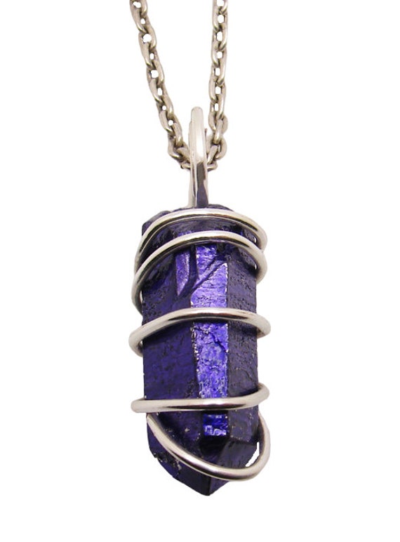 Purple Flame Violet Aura Gemstone Necklace Lemurian Seed Quartz Pendant Sterling Silver Copper #300-305