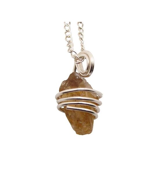 Kundalini Citrine Crystal Pendant, Untreated Natural Quartz, Congo Raw Citrine, Necklace Rough #4 Metaphysical Pendant