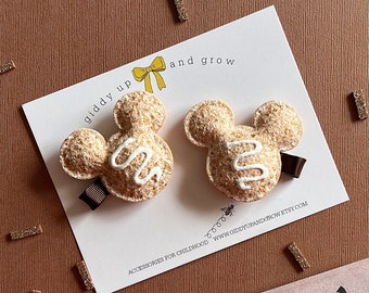 Beignet Mouse Ears Felt Hair Clips, giddyupandgrow