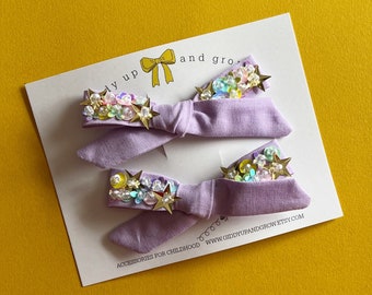 Mini Sequin Bows in pastel purple