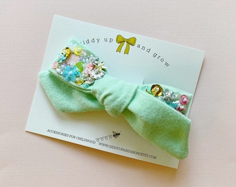 Sequin Bow In Mint, Mermaid Lagoon, giddyupandgrow