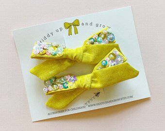 Mini Sequin Bows in Bright Yellow