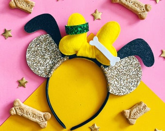 Pluto Mouse Ears Headband, Glitter Mouse Ears, Hard Headband, giddyupandgrow