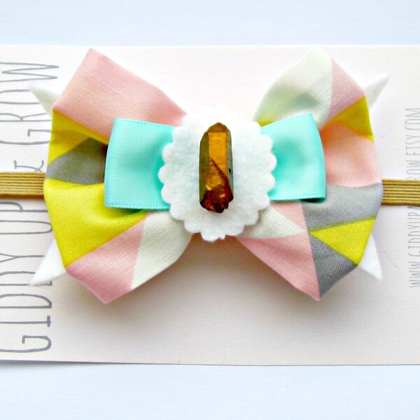 Baby Bow Headband - Quartz Crystal Cameo, Giddyupandgrow Stirnband