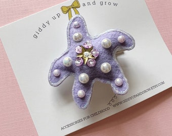 Sequin Starfish Felt Hair Clip, Mermaid Lagoon, giddyupandgrow