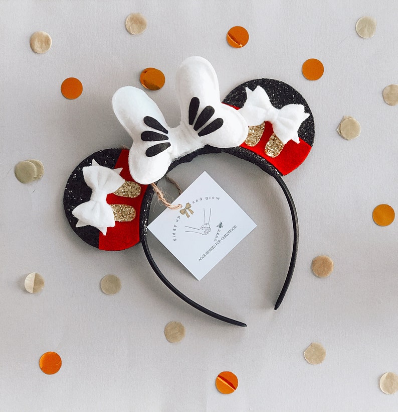 Mickey Mouse Ears Headband, Glitter Mouse Ears, Hard Headband, giddyupandgrow image 1