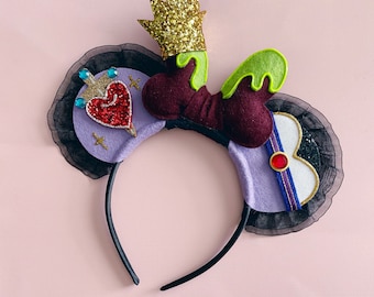 Snow White Evil Queen Mouse Ears Headband: Glitter Hard Headband