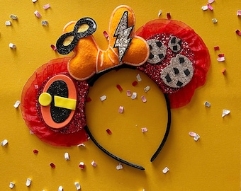 Incredibles Mouse Ears Headband, Glitter Mouse Ears, Hard Headband, giddyupandgrow