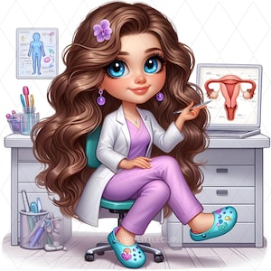 One single cute OBGYN doctor clipart PNG shown in detail. Perfect for printable stickers, greeting cards, and DIY projects.