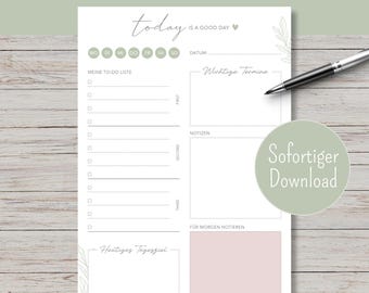 May include: A printable to-do list with a simple design. The list includes sections for daily tasks, important appointments, notes, and a section for tomorrow's to-do list. The text "today is a good day" is at the top of the page.