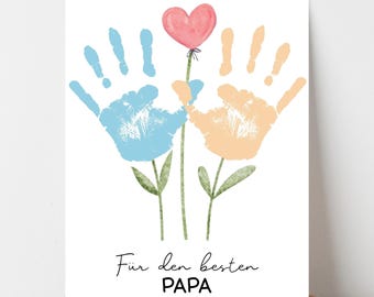 Gift for Dad – Children's Handprint PDF Template (Digital), Father's Day, Birthday Gift, DIY Last Minute Gift, DIN A4 Printable