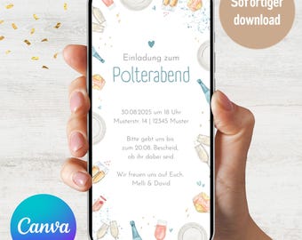 Invitación de boda digital | Tarjeta electrónica | Para WhatsApp | Tarjeta de invitación de boda | Plantilla personalizable de Canva | Descarga instantánea