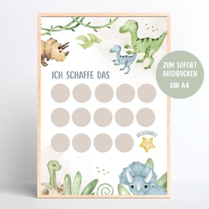 Dinosaur Boho Reward Plan | for children PDF | Reward system & learning plan to print in A4 format | &quot;I can do it&quot; reward card