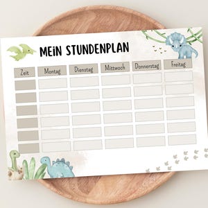 Dinosaur Timetable | Weekly Planner for School Children, Gift for School Enrollment, Primary School Lessons, Dinosaurs, PDF, Digital Download DIN A4
