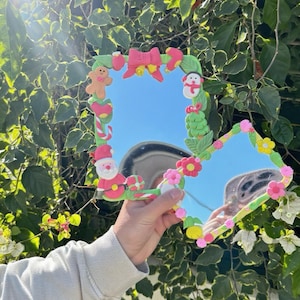 Handmade clay mirror, customizable in colors and themes you choose. Great for room decor, vanity tables, or unique gifts