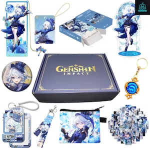 Genshin Impact Gift Box – 10-Piece Fan Merchandise Set with Keychains, Acrylic Stand, Cards & More