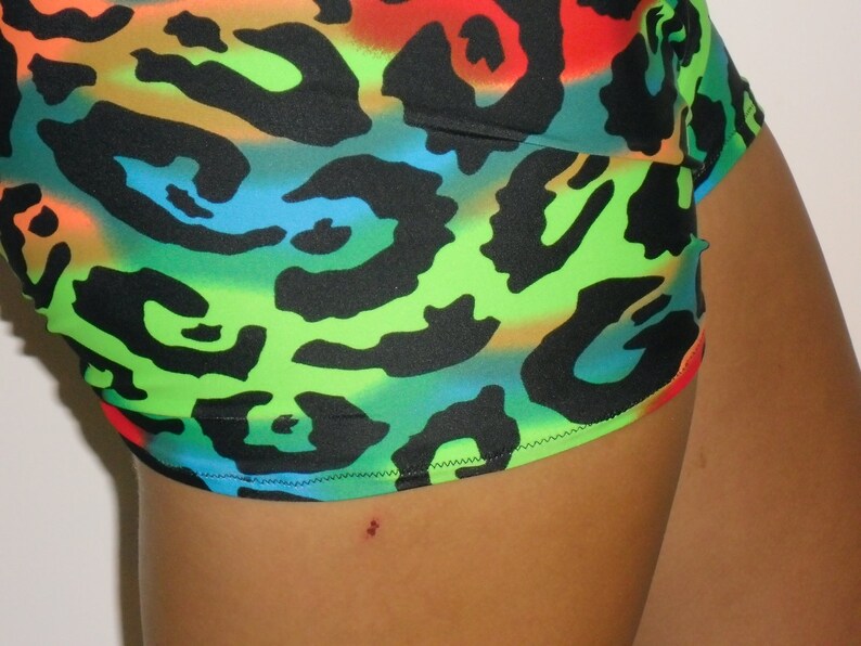 Bright colored leopard spot spandex shorts for girls and Etsy