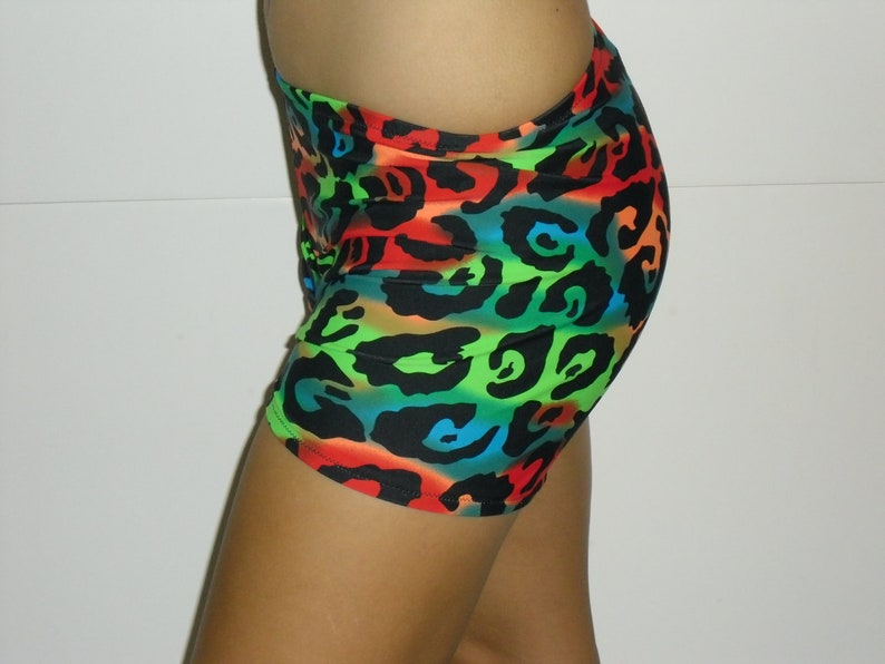 Bright colored leopard spot spandex shorts for girls and Etsy