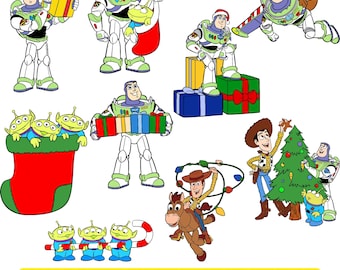 Toy Story Christmas PNG Design Bundle, Buzz Woody Xmas Party SVG, Digital Download