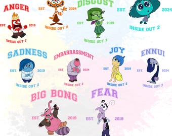 Inside Out Shirt Design Bundle, Disney Family Matching PNG SVG, Joy Sadness Anger, Kids Disney Trip Digital Download