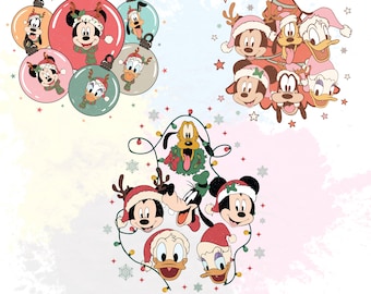 Mickey and His Friends @ Christmas Celebration Party PNG Design Bundle, Disney  PNG, Retro Mickey and Friends Design for Printable