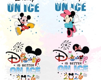 Pacote de designs PNG de inverno da Disney 2026, Disney On Ice Mickey e Minnie, Disney é melhor no gelo, Download digital